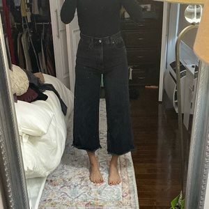 Black cropped flared jeans